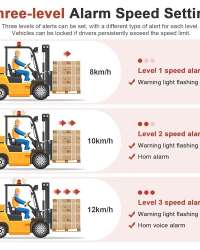 Speed Limit Alarm for Forklift with Remote Overspeed Alarm Siren Horn 120db Forklift Speed Limiter Warning Light Waterproof IP67 Fork Truck Safety System DC12~48V
