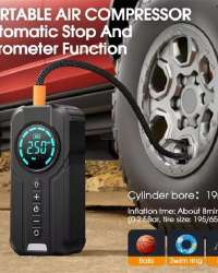 LED Display Air Pump for Car Tires Emergency Starting Power Supply Air Pump 6000mAh Power Bank Portable Jump Starter for Car