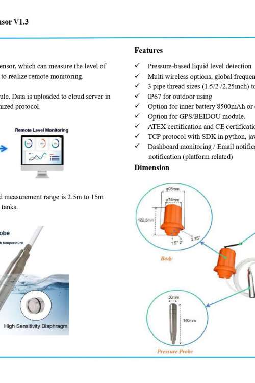 Pressure Based Liquid Level Sensor V1.3