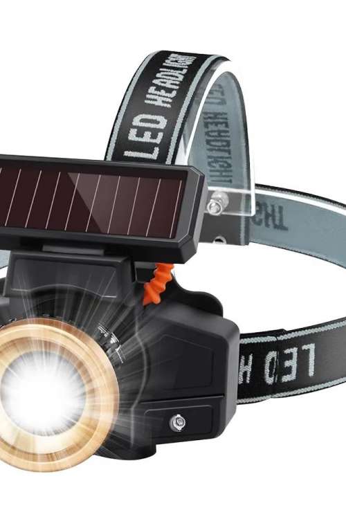 PORTABLE SOLAR RECHARGEABLE LED HEADLAMP WATERPROOF 3 LIGHT MODES with SENSOR SWITCH, ZOOM FUNCTION and SOFT HEADBAND for FITTING with SAFETY HELMET and DIRECTLY ON HEAD PORTABLE SOLAR RECHARGEABLE LED HEADLAMP WATERPROOF 3 LIGHT MODES with SENSOR SWITCH, ZOOM FUNCTION and SOFT HEADBAND for FITTING with SAFETY HELMET and DIRECTLY ON HEAD