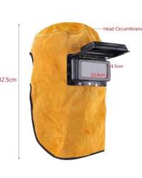 Welding Helmet Mask with Lens, Leather Welding Hood Work Hat, Adjustable Welding Helmet Protection Mask, Sweat Absorption, Heat Resistant, Breathable, for Welding Workplaces