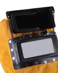 Welding Helmet Mask with Lens, Leather Welding Hood Work Hat, Adjustable Welding Helmet Protection Mask, Sweat Absorption, Heat Resistant, Breathable, for Welding Workplaces