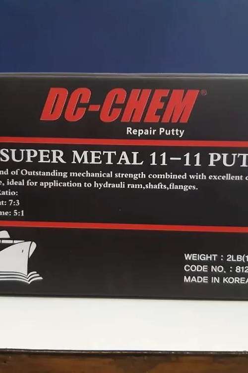 DC-CHEM HP Super Metal 11-11 Putty compound of outstanding mechanical strength combined with excellent chemical resistance,ideal for application to ram,shafts,flanges DC-CHEM HP Super Metal 11-11 Putty compound of outstanding mechanical strength combined with excellent chemical resistance,ideal for application to ram,shafts,flanges