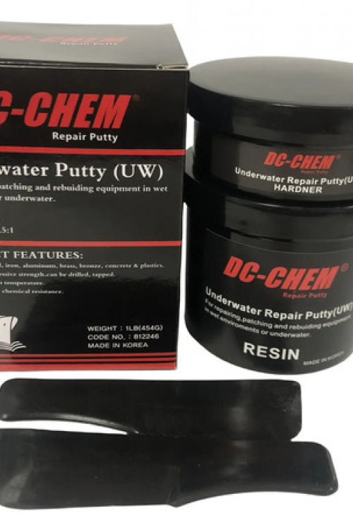 DC-CHEM Underwater Epoxy Putty for repairing,patching and rebuilding equipment in wet environments or underwater Bond to steel,iron,aluminium,brass,concrete & plastics DC-CHEM Underwater Epoxy Putty for repairing,patching and rebuilding equipment in wet environments or underwater Bond to steel,iron,aluminium,brass,concrete & plastics