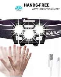 Powerful LED Headlight Sensor Head Light USB Rechargeable Headlamp Head Torch Waterproof for Camping Hiking